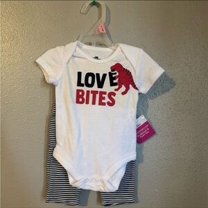 Valentine's Day Outfit T-Rex Dinosaur ‘LOVE BITES’ Matching Outfit | 0-3 Months